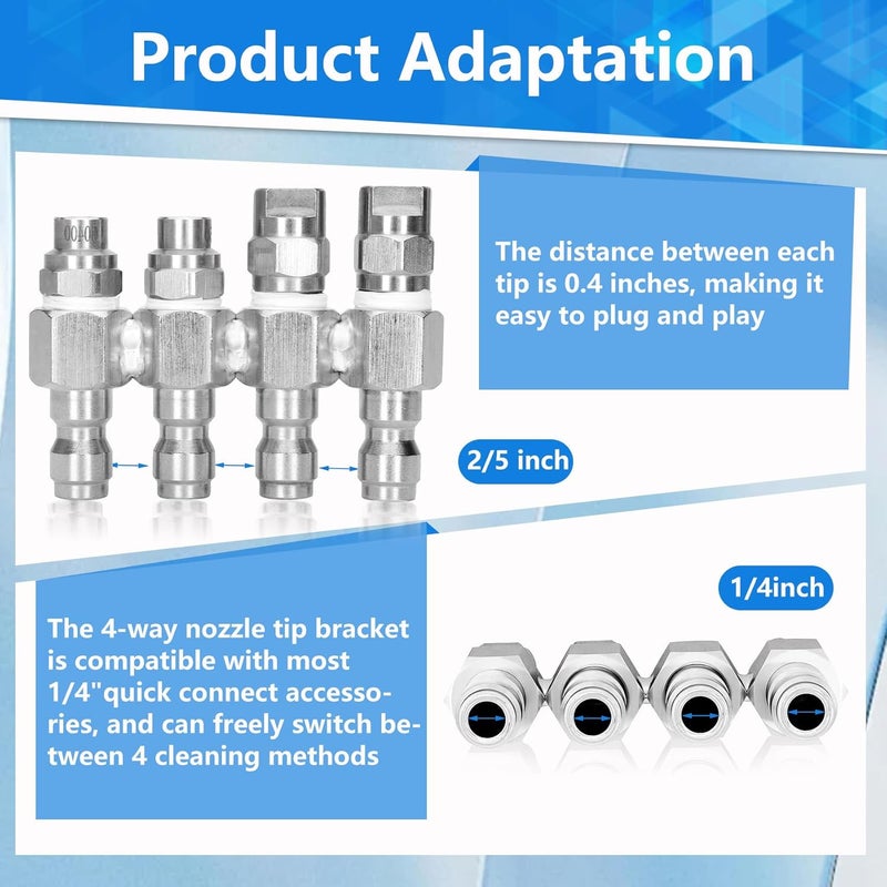 phabcf 4 Way Rod Nozzle suitable for 2-3 GPM Rod Pressure Washer Nozzle - Image 2